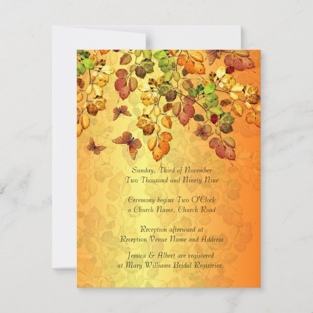 Luxury Gold Leaf Autumn Wedding Invitation (Front)