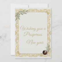 Luxury Gold Leaf & Pine Elegant New Year Greeting