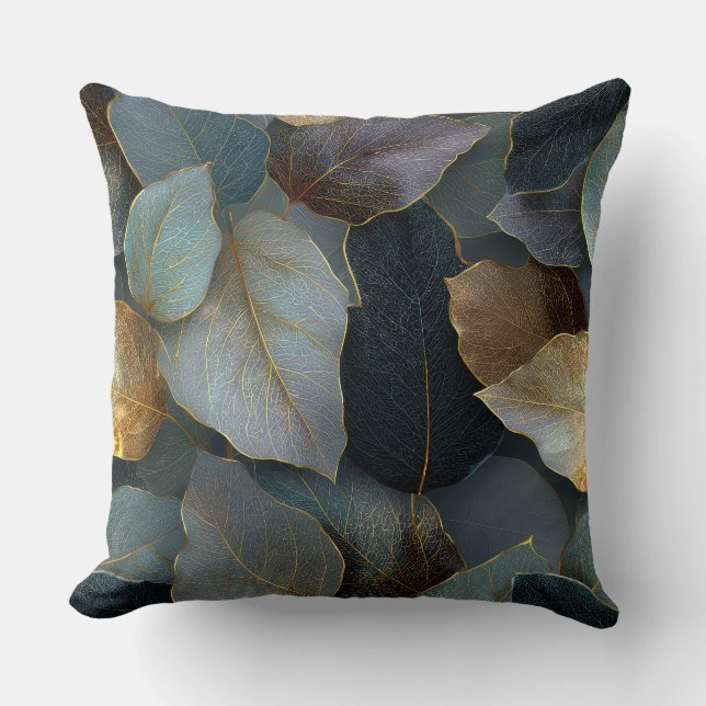 Luxury Gold Leaf Throw Pillow (Front)