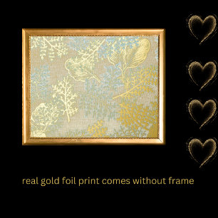 luxury gold leaves pastel nature real     foil prints