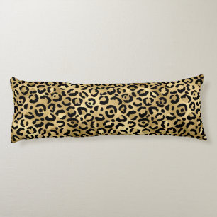 Luxury Gold Leopard Print-Cosy Glam Animal Pattern Body Cushion