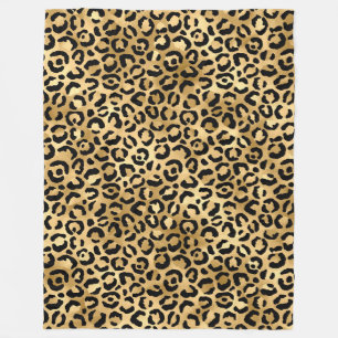 Luxury Gold Leopard Print-Cosy Glam Animal Pattern Fleece Blanket