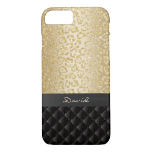 Luxury Gold Leopard Print Custom Name iPhone 8/7 Case