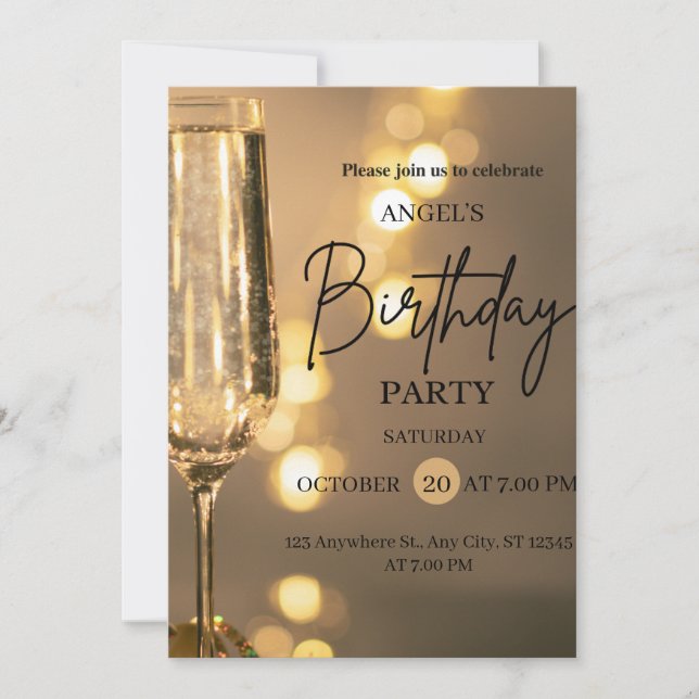Luxury Gold Lights Birthday Invitation (Front)