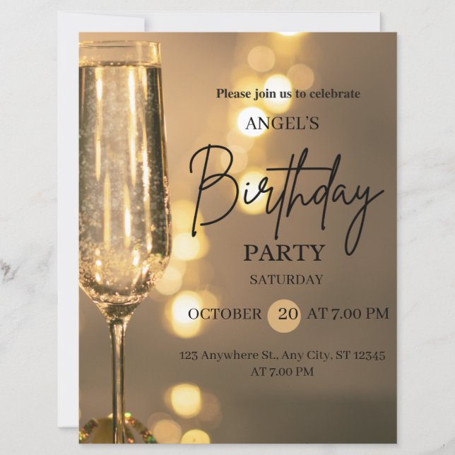 Luxury Gold Lights Birthday Invitation (Front)