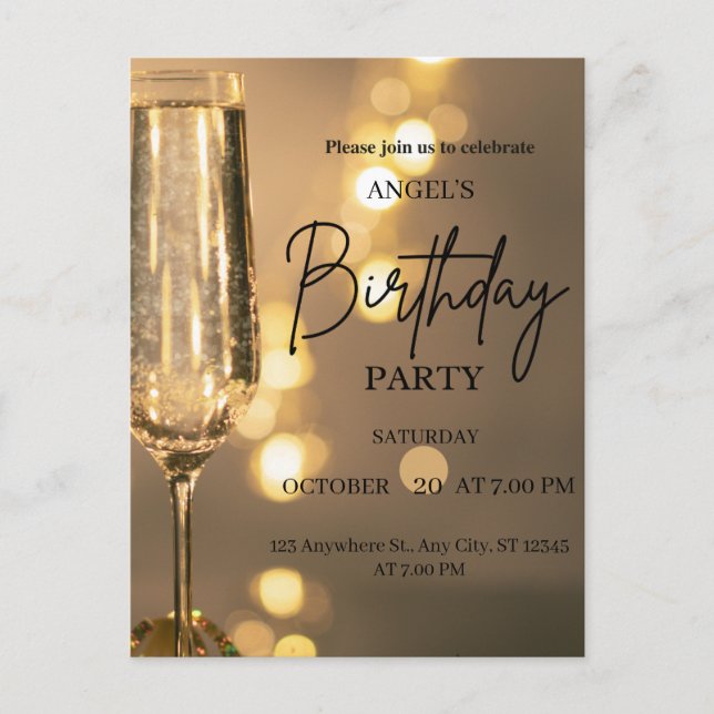 Luxury Gold Lights Birthday Invitation Postcard (Front)