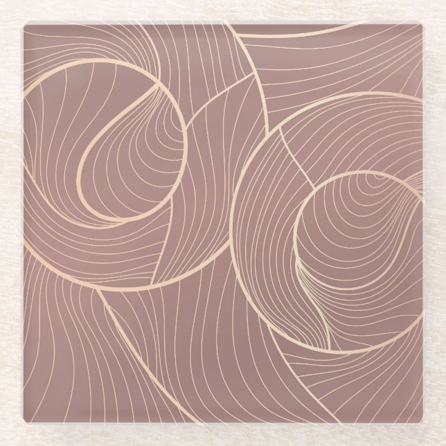 Luxury Gold Lines Pattern Background Glass Coaster (Front)