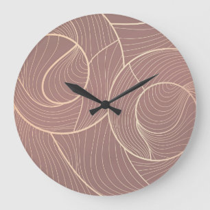 Luxury Gold Lines Pattern Background Large Clock
