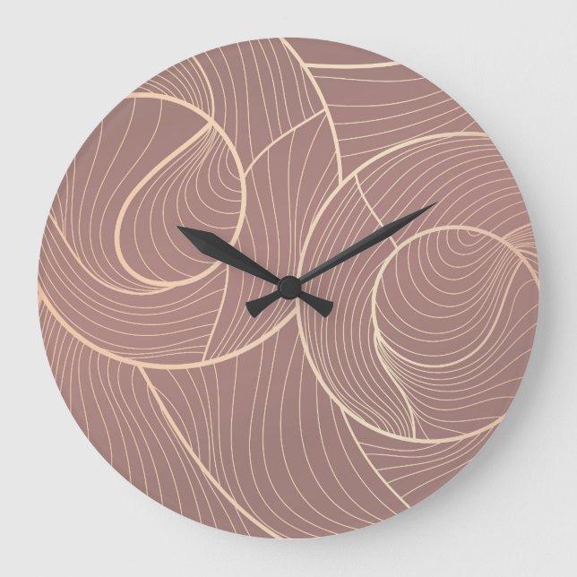 Luxury Gold Lines Pattern Background Large Clock (Front)