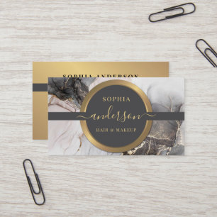 Luxury Gold Logo circle & Glitter Marble Agate  Business Card
