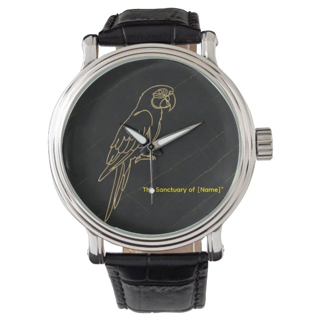 Luxury Gold Macaw Parrot Marble Wristwatch (Front)