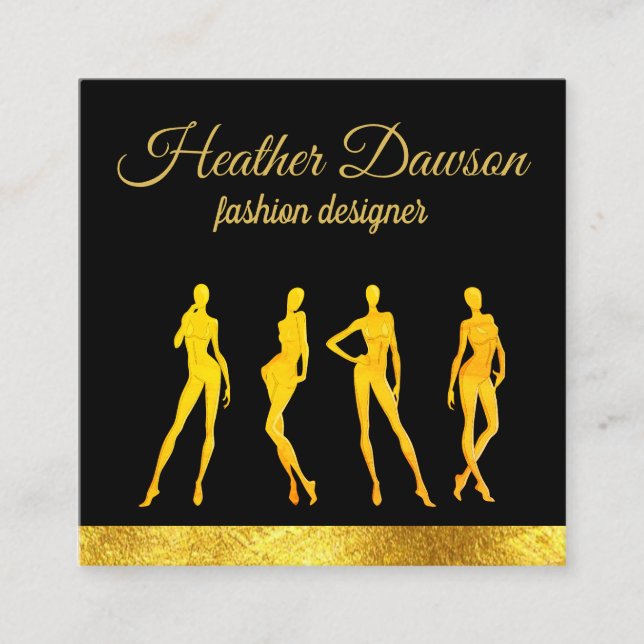 Luxury Gold | Mannequin | Fashion Designer Square Business Card (Front)