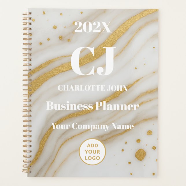 Luxury Gold Marble Business Personalized 2026 Planner (Front)