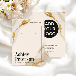  Luxury Gold Marble Foil script earring display Business Card