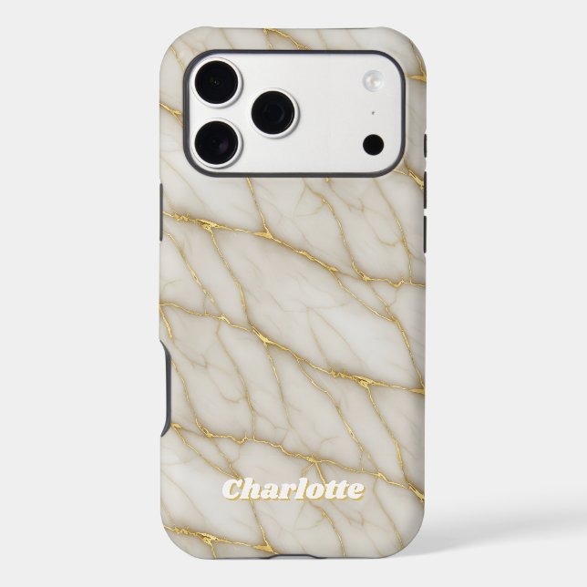 Luxury Gold Marble Pattern Custom Name (Back)