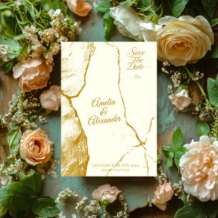 Luxury Gold Marble Save the Date Wedding Card