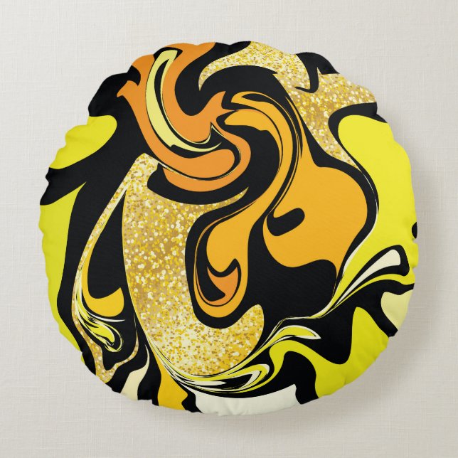 Luxury gold marble texture round cushion (Front)