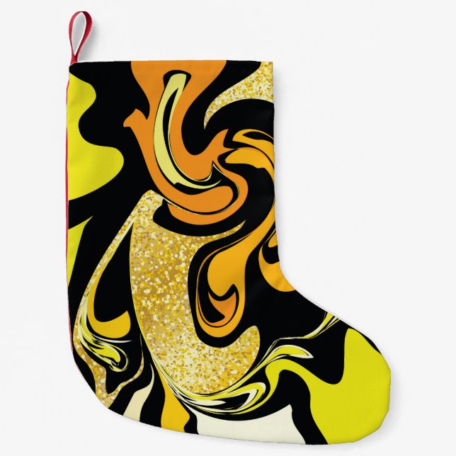Luxury gold marble texture small christmas stocking (Front)