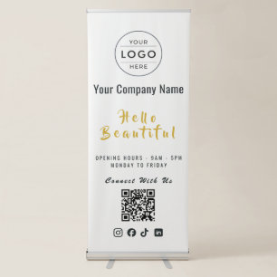 Luxury Gold Med Spa QR Code Business Logo Marble Retractable Banner