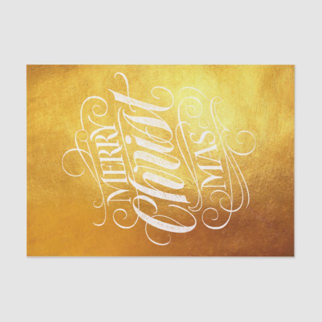 Luxury Gold Merry Christmas Christian Script BIG Tissue Paper (Front)