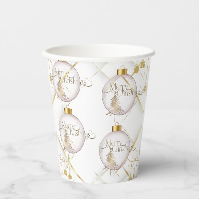 Luxury Gold Merry Christmas Paper Cups (Front)