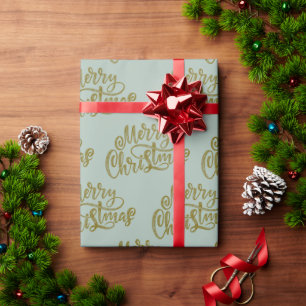 Luxury Gold Merry Christmas Typography Wrapping Paper