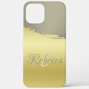 Luxury gold metal decorative on gold and silver iPhone 12 pro max case