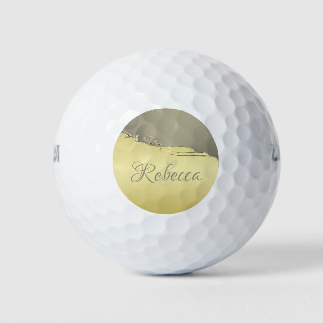 Luxury gold metal decorative on gold and silver golf balls (Front)