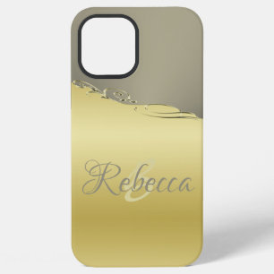 Luxury gold metal decorative on gold and silver iPhone 12 pro max case