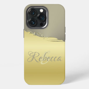 Luxury gold metal decorative on gold and silver iPhone 13 pro case