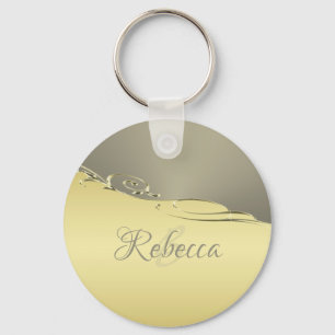 Luxury gold metal decorative on gold and silver key ring