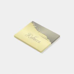 Luxury gold metal decorative on gold and silver post-it notes