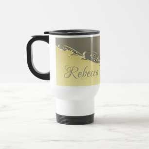 Luxury gold metal decorative on gold and silver travel mug
