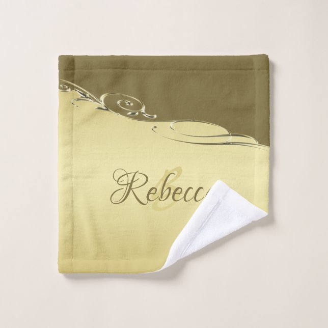 Luxury gold metal decorative on Military gold Bath Towel Set (Wash Cloth)