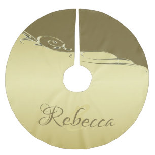 Luxury gold metal decorative on Military gold Brushed Polyester Tree Skirt