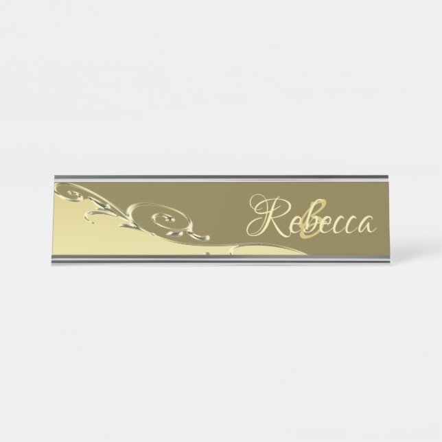 Luxury gold metal decorative on Military gold Desk Name Plate (Front)