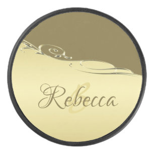 Luxury gold metal decorative on  Military gold Hockey Puck