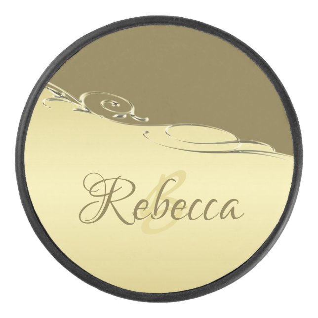 Luxury gold metal decorative on  Military gold Hockey Puck (Front)