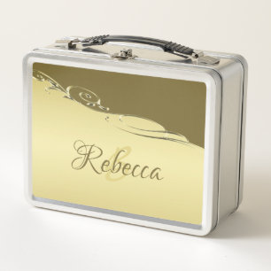 Luxury gold metal decorative on  Military gold Lunch Box