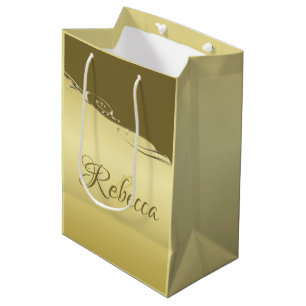 Luxury gold metal decorative on Military gold Medium Gift Bag