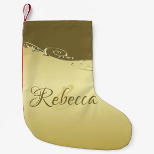 Luxury gold metal decorative on Military gold Small Christmas Stocking