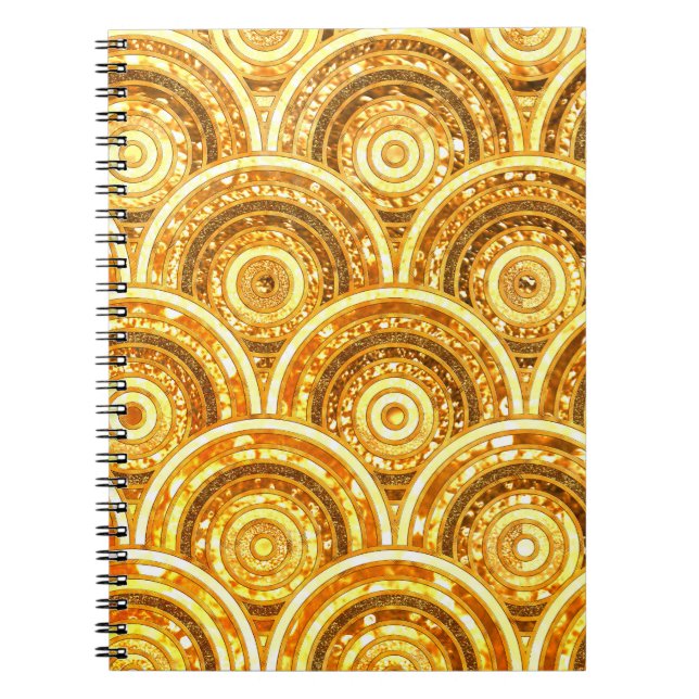 Luxury Gold Metal Foil Glitter Dots Circles Notebook (Front)
