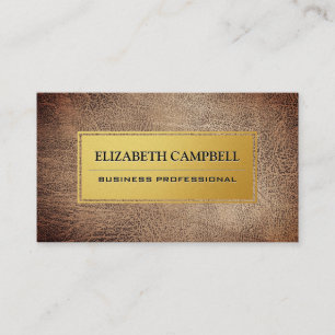 Luxury Gold Metal Plate   Brown Leather Business Card