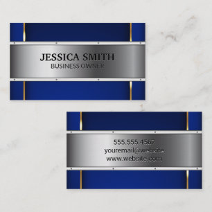Luxury Gold Metallic Blue Background Business Card