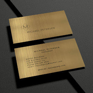 Luxury gold metallic elegant monogrammed business card