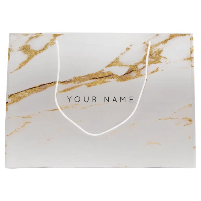 Luxury Gold Metallic Gift Gray Silver Foxier Large Gift Bag (Front)