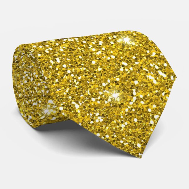 Luxury Gold Metallic Sparkles Tie (Rolled)