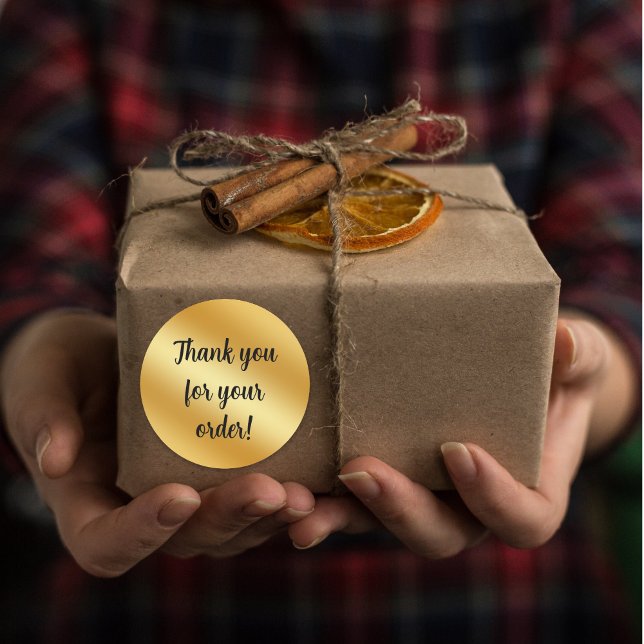 Luxury gold metallic Thank You  Classic Round Sticker (Creator Uploaded)