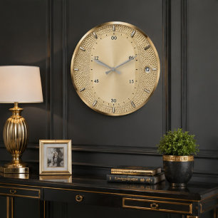 Luxury Gold Modern Champagne Elegant Home Office Large Clock