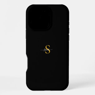 Luxury Gold Monogram Black iPhone 16 Pro Max Tough Case